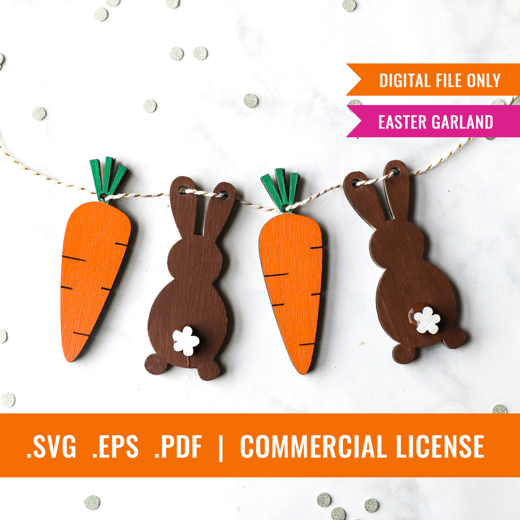 Easter Bunny Garland Laser Cutting Files | SVG, EPS and PDF File Formats | Instantly Downloadable