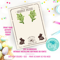 Farm Sign Carrot Patch Easter | Footprint Feet Art Craft | Activity Keepsake Gift Card Decor Sign