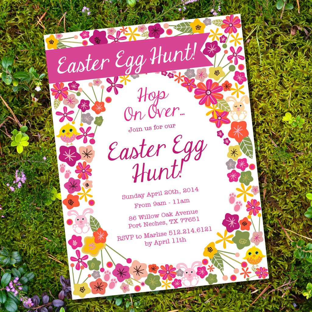 Easter Egg Hunt Floral Invitation