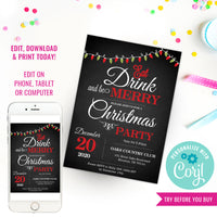 Christmas Eat Drink Be Merry Party Invitation
