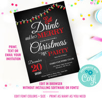 Christmas Eat Drink Be Merry Party Invitation