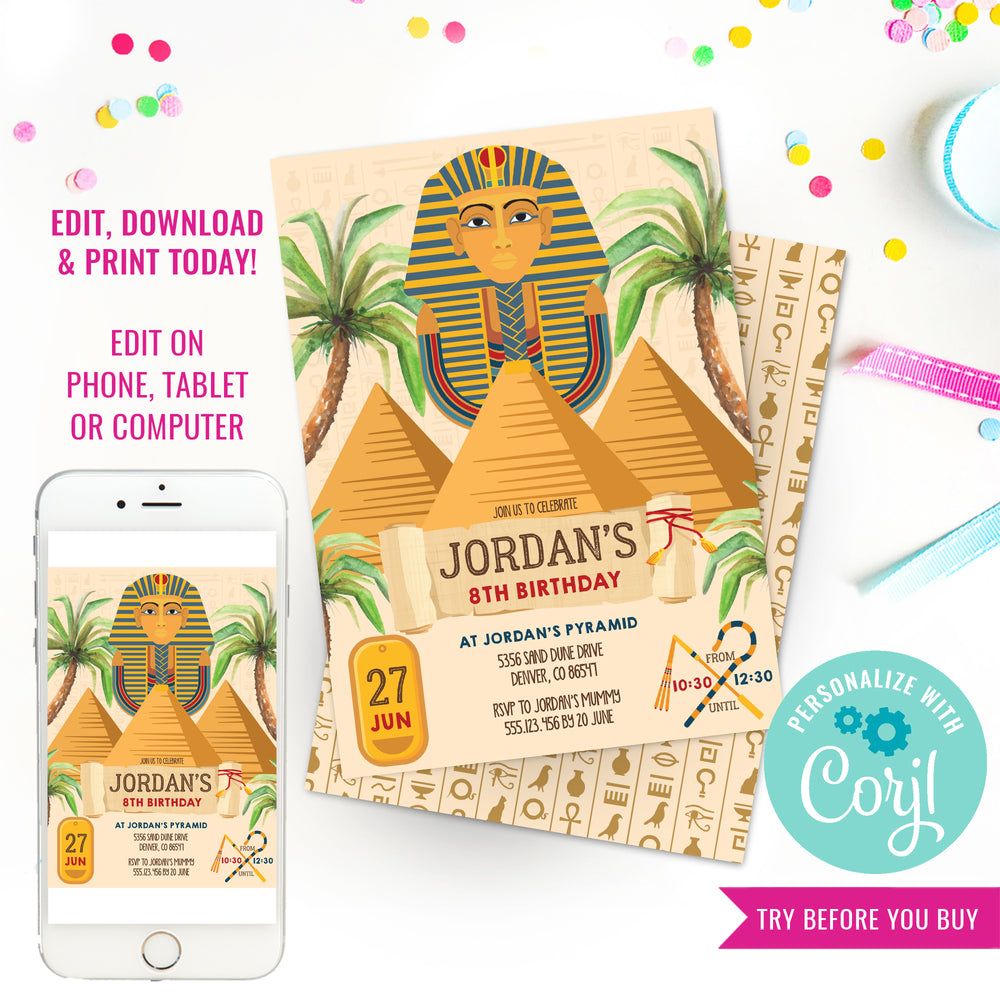 Ancient Egypt Party Invitation | Tutankhamen Party Invitation – Sunshine Parties ancient-egypt-party-invitation-tutankhamen-party-invitation-sunshine-parties