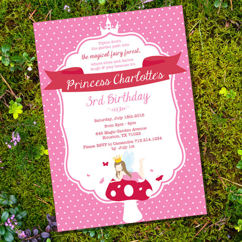 Fairy Princess Birthday Party Invitation | Woodland Fairy Invite