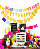 Fiesta Taco Bar Party Set Up and Decorations