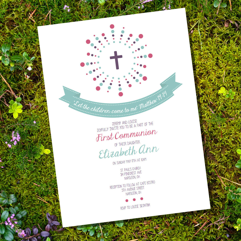 First Communion | Baptism | Christening Invitation For A Girl