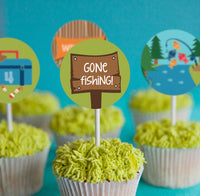 fishing party cupcake toppers