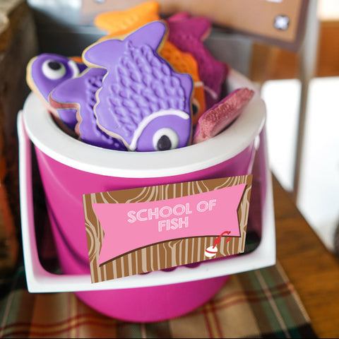 Girl's Fishing Party printable food labels