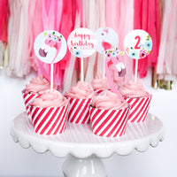 Flamingo cupcake wrapper and topper