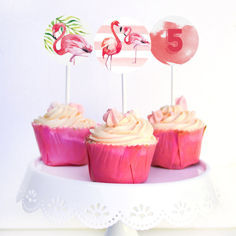 Flamingo Party Cupcake Toppers | Tropical Party Topper | Tutti Frutti Party | Summer Party