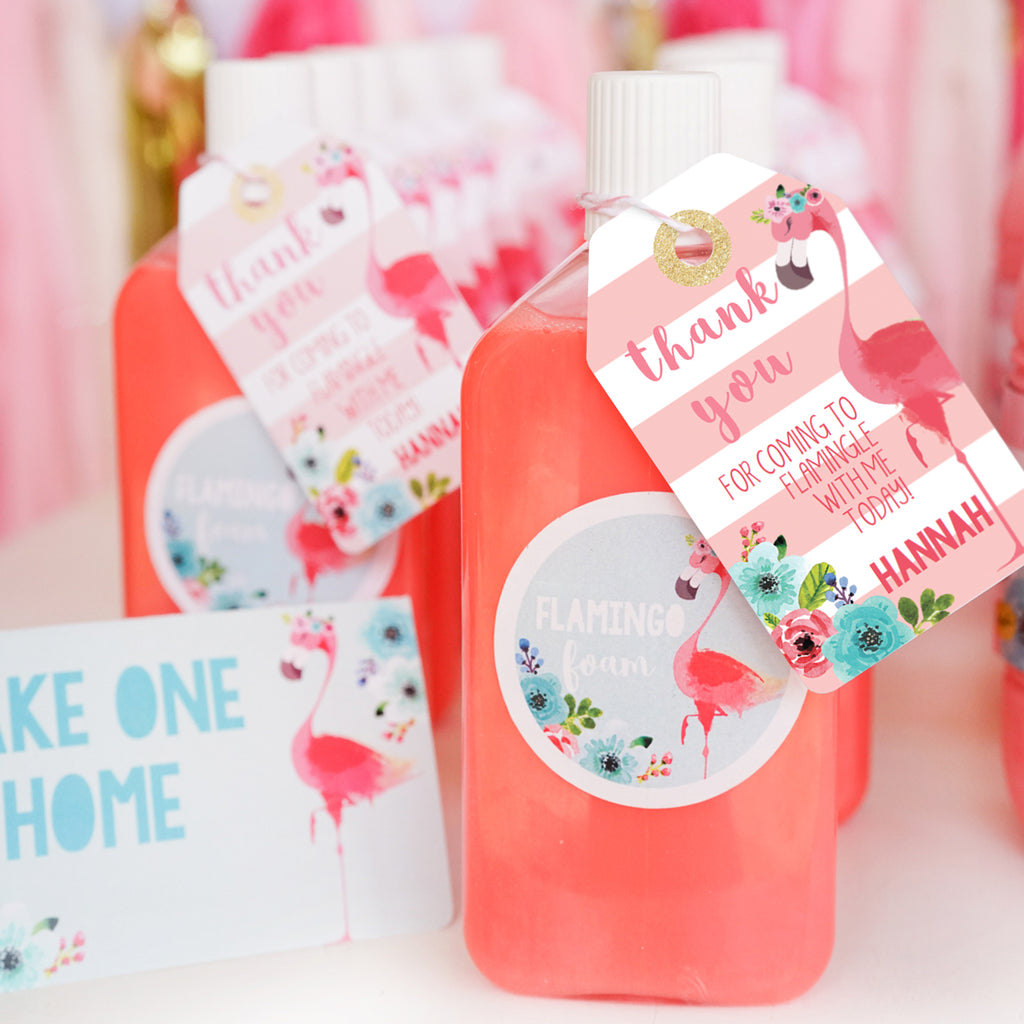 Flamingo Party Favor Tags and Favor Circles