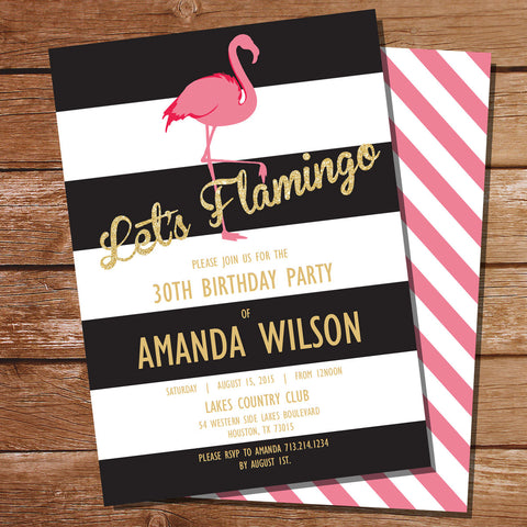Pink Flamingo Summer Pool Party Invitation