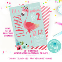 Flamingo Birthday Party Invitation | Flamingo Party | Teal and Pink