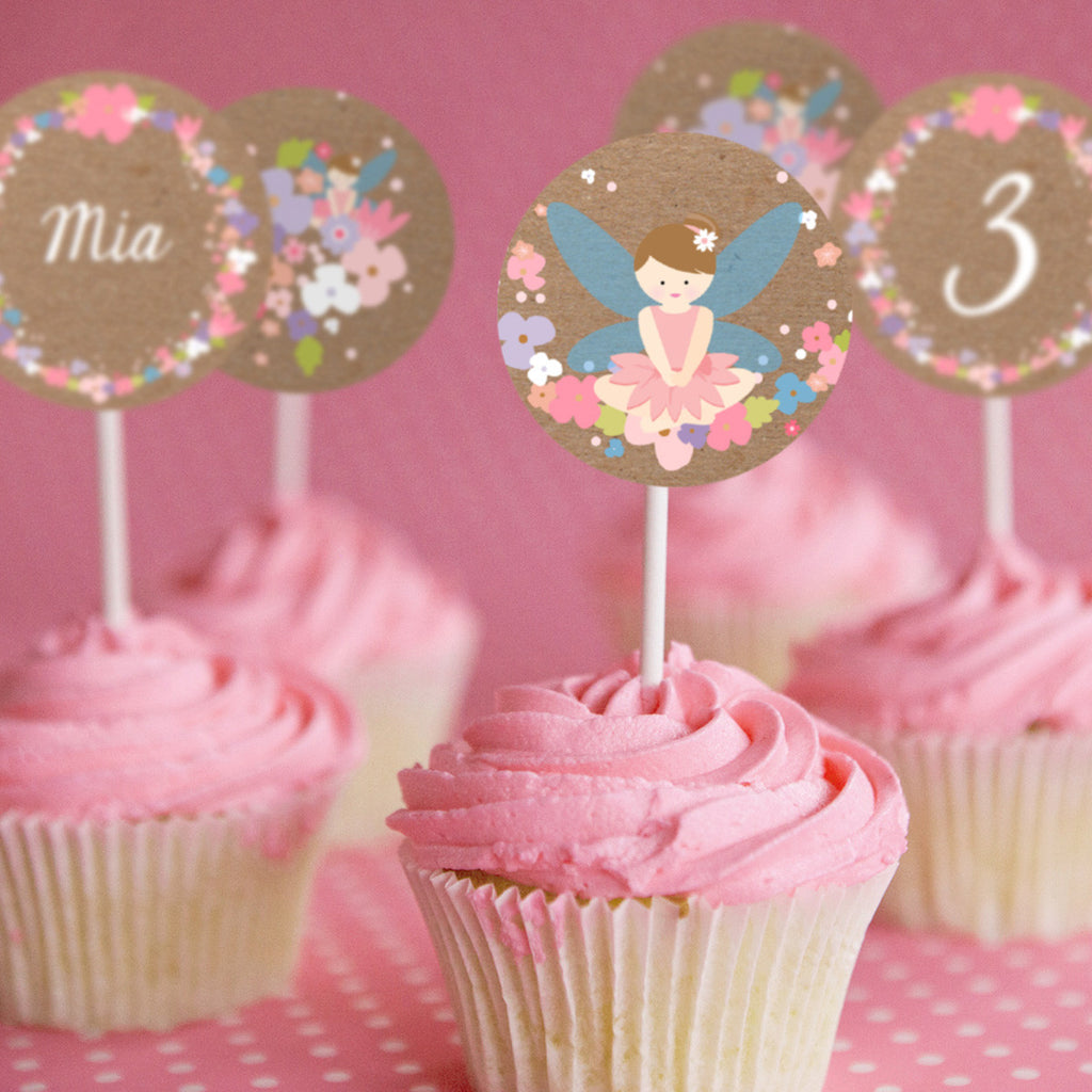 Flower Fairy Party Cupcake Toppers | Woodland Fairy Toppers