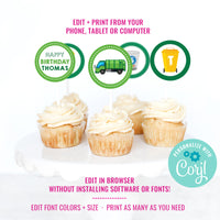 Garbage Truck Party Cupcake Toppers