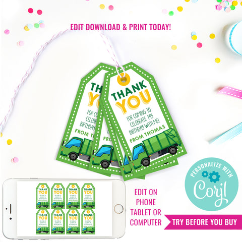 Garbage Truck Party Favors