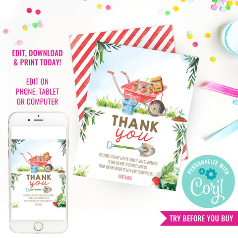 Gardening Party Thank you Cards