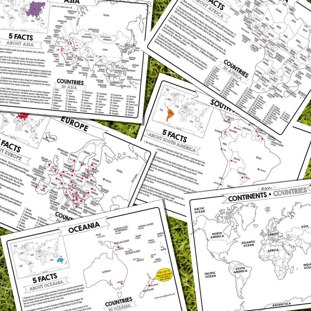 World Geography Countries + Capitals Activity Sheets | Continents + Co ...