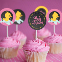Rubber Duck Baby Shower Cupcake Toppers For A Girl