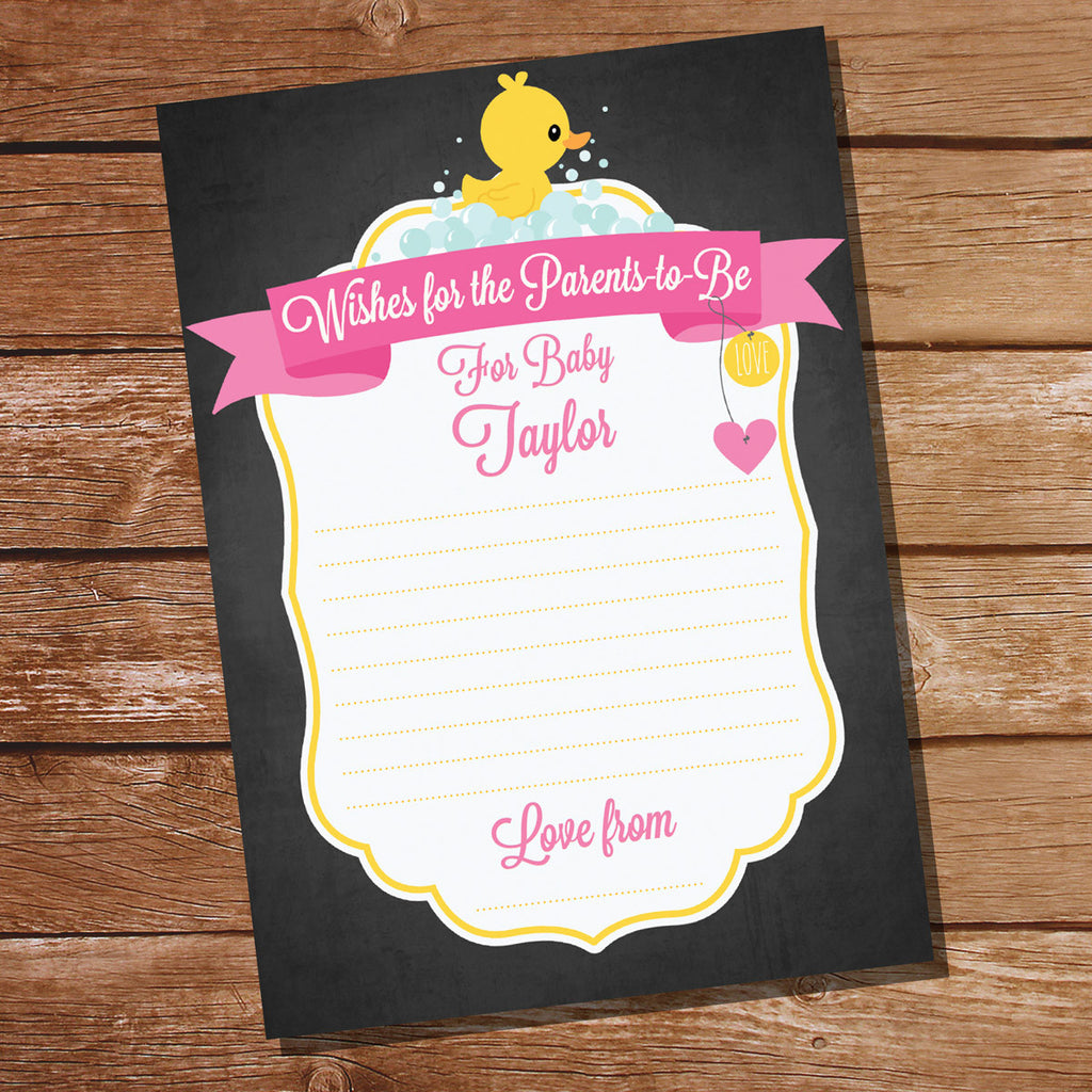 Rubber Duck Baby Shower Game Card For A Girl