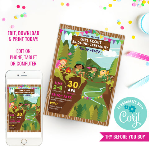 Girl Scout Bridging Ceremony Invitation
