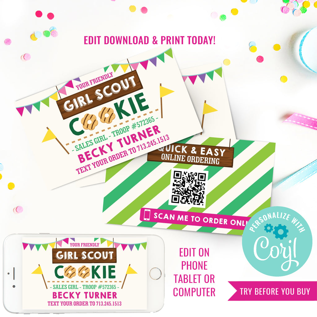 Girl Scout Cookie Seller Business Cards QR Code | Girl Scout Cookie Pr – Sunshine Parties girl-scout-cookie-seller-business-cards-qr-code-girl-scout-cookie-pr-sunshine-parties