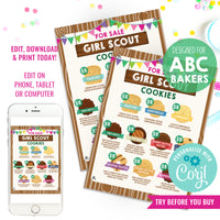 Girl Scout Cookie Booth For Sale Poster | Cookies For Sale Sign | Girl Scout Cookie Printables