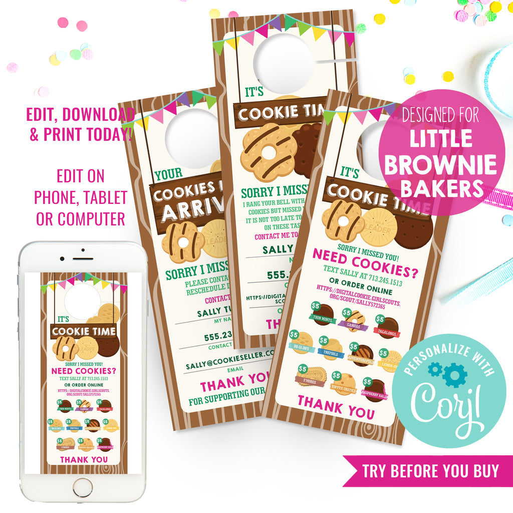 Girl Scout Cookie Seller Printable Door Hanger | 2023 LBB Girl Scout Cookie Printables