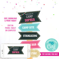 Glamping Party Welcome Signs | Glamping Party Decor Signs