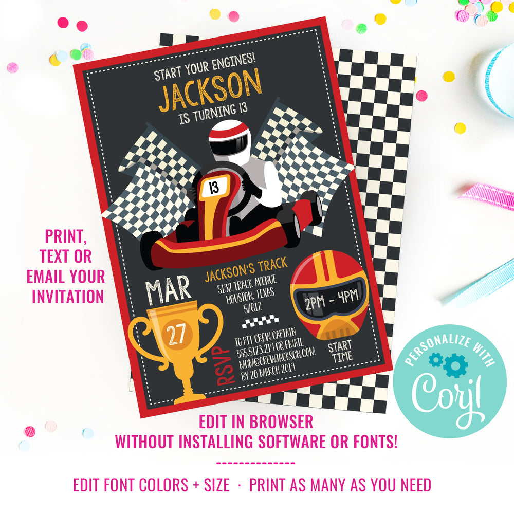 go-kart-party-invitation-go-kart-racing-party-sunshine-parties for Free Printable Go Kart Birthday Invitations Go Kart Party Invitation | Go-Kart Racing party – Sunshine Parties for Free Printable Go Kart Birthday Invitations