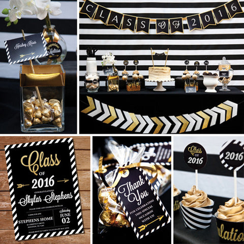 Black and Gold Graduation Party Set 