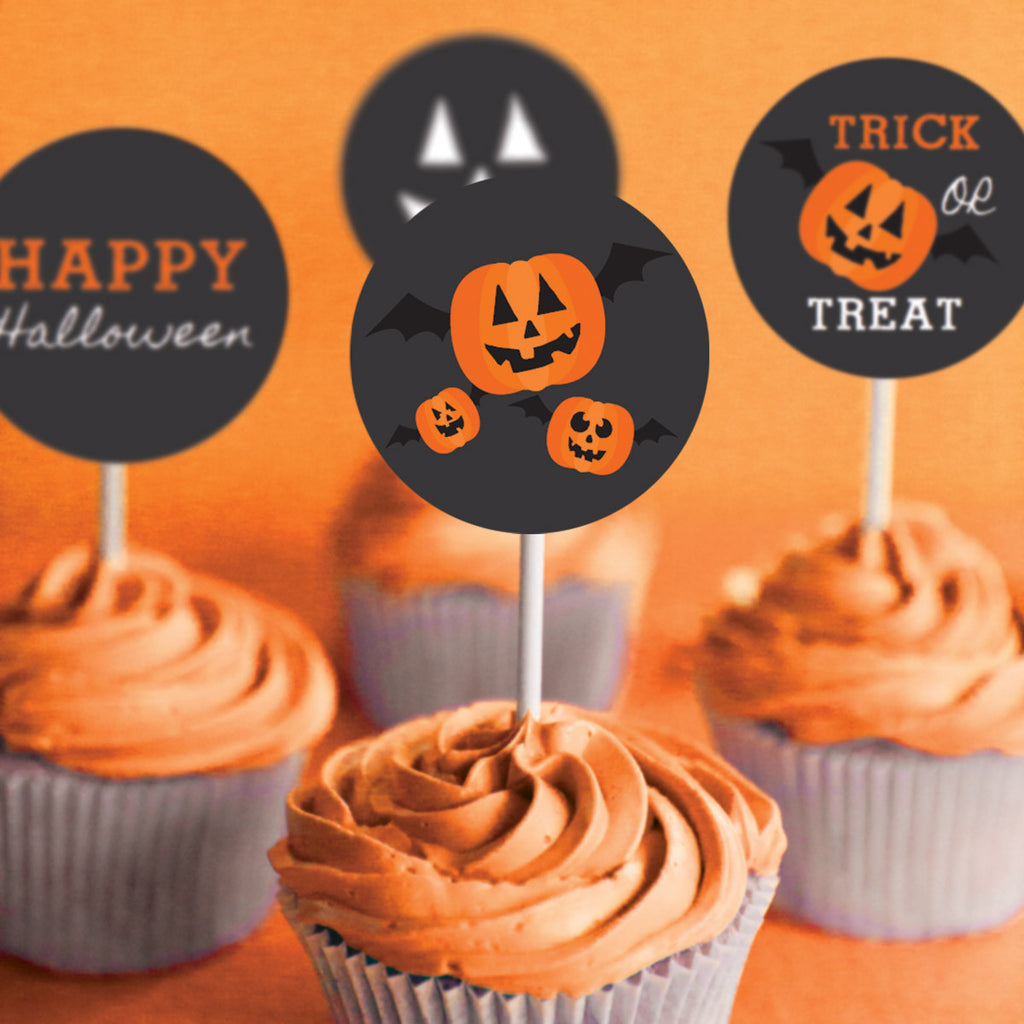 Halloween Pumpkin Party Cupcake Toppers | Pumpkin Carving Party Decor