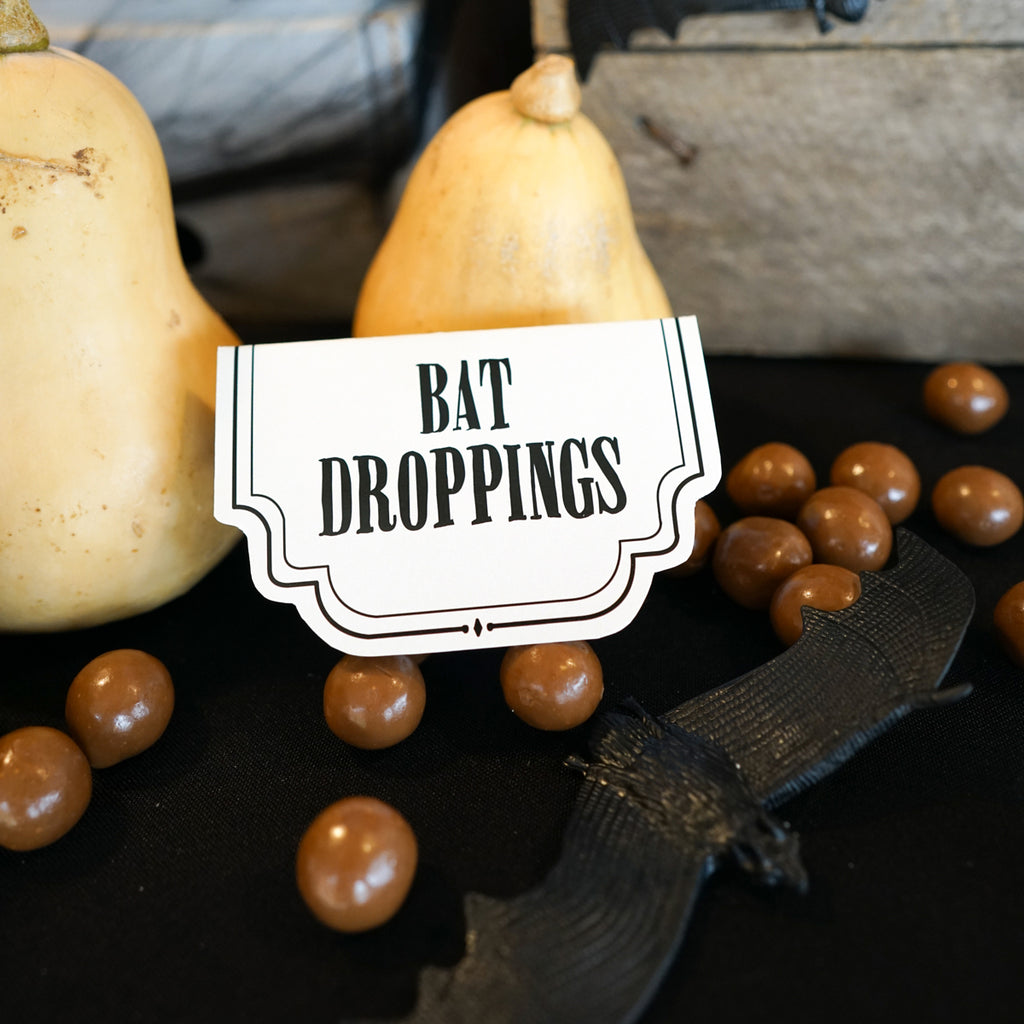 Haunted House Halloween Food Labels Bat Droppings