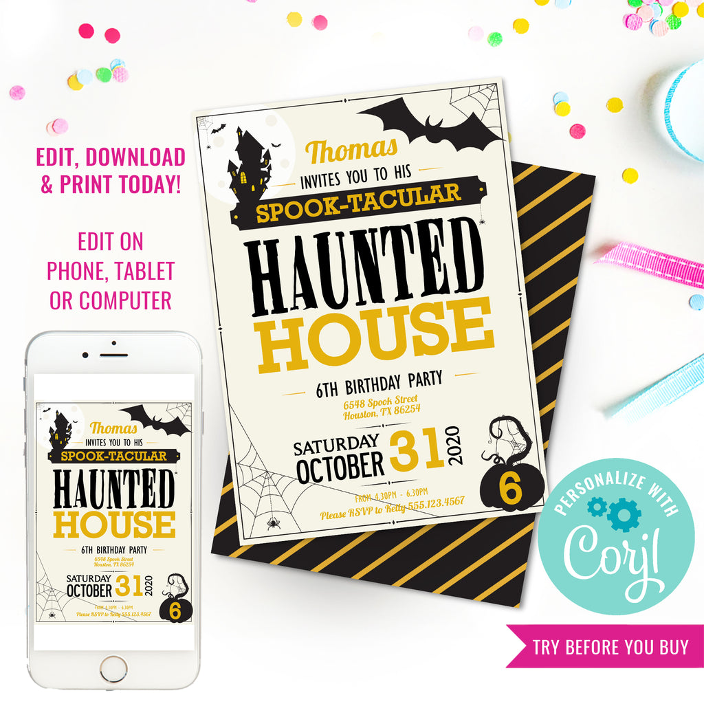 Halloween Haunted House Party Invitation