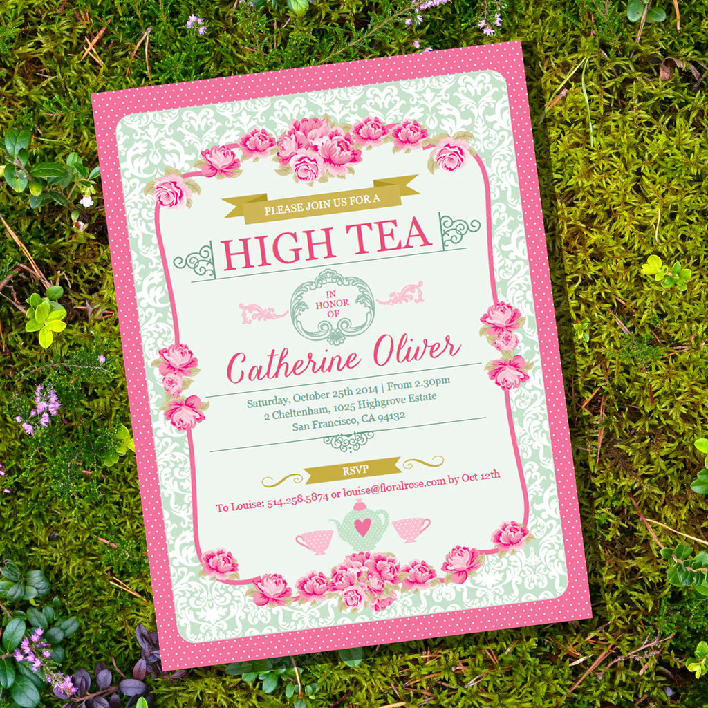 Floral High Tea Party Invitation