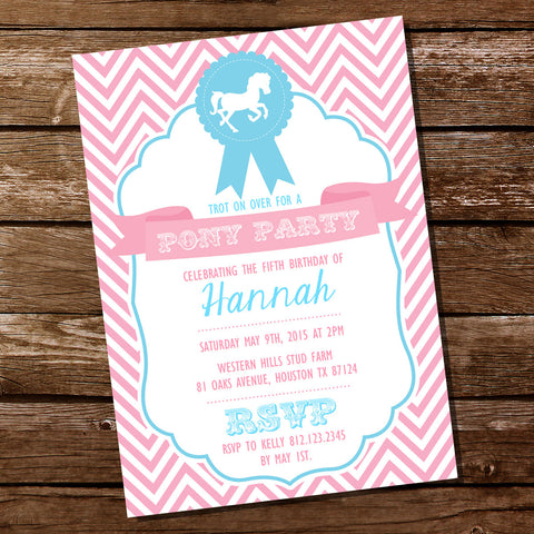 Horse Birthday Party Invitations For A Girl | Pink Horse Party