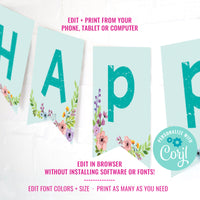Horse Birthday Party Banner | Blue Pony Party Birthday Banner
