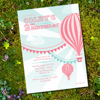 Hot Air Balloon Birthday Party Invitation
