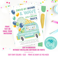 Ice Cream Truck Birthday Parade Invitation