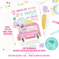 Ice Cream Truck Birthday Parade Invitation