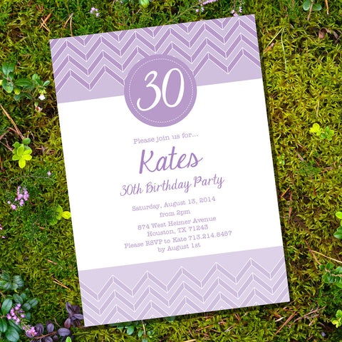Lavender Chevron Birthday Invitation