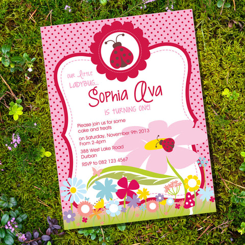 Little Ladybug Birthday Party Invitation 
