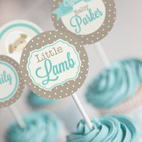 Little Lamb Baby Shower Cupcake Toppers