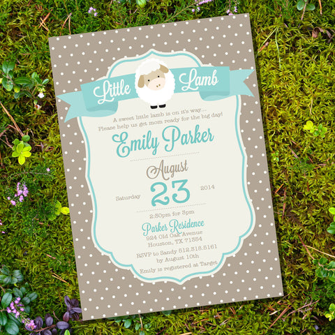 Little Lamb Baby Shower Invitation For a Boy or Girl