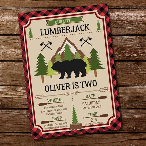 Little Lumberjack Party Invitation | Wilderness Forest Party