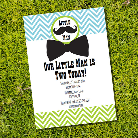 Little Man Birthday Party Invitation | Boy Birthday Invite Template