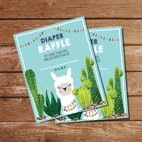 Llama Baby Shower Diaper Raffle Card | Cute Llama Baby