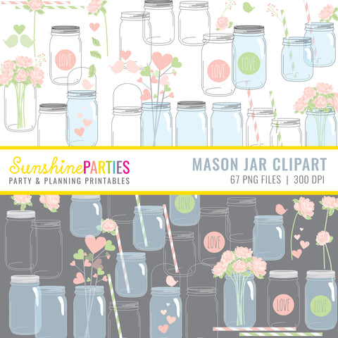 Mason Jar Clipart Set