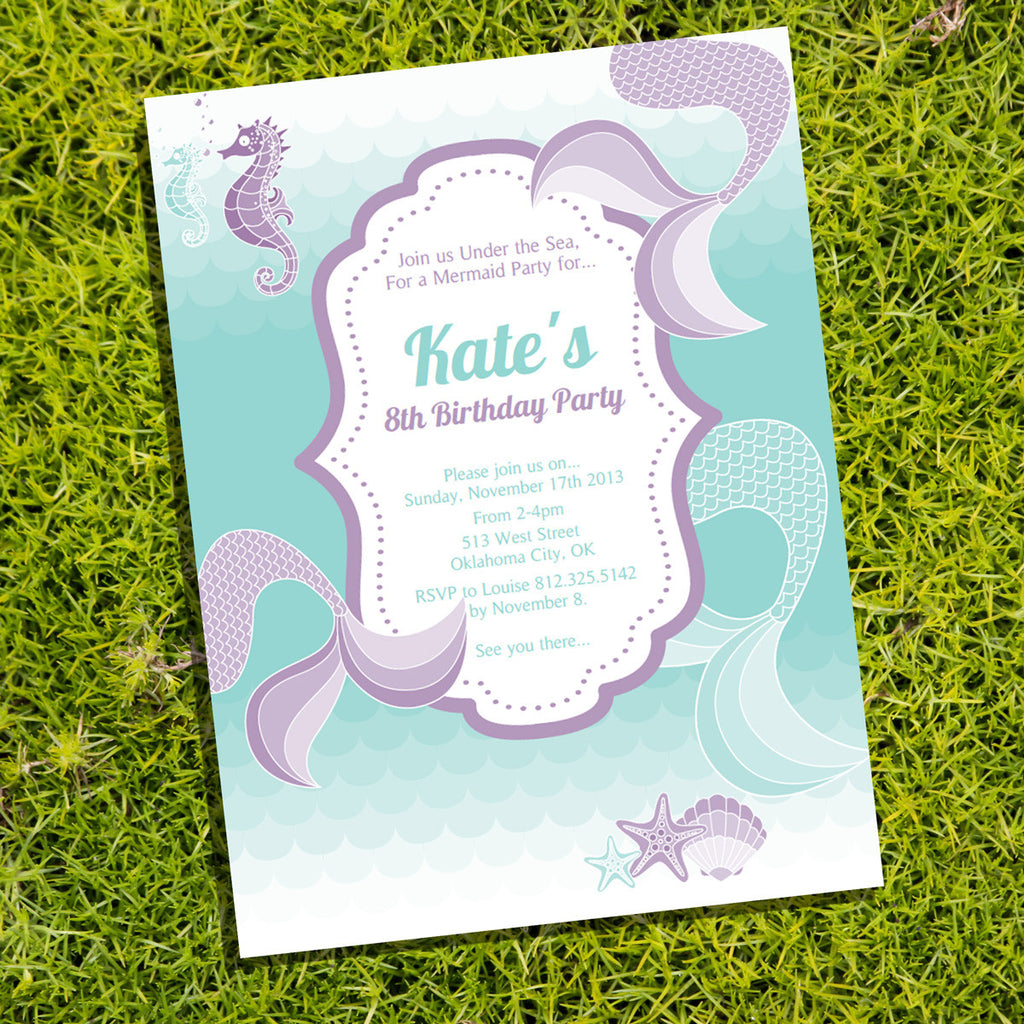 Mermaid Birthday Party Invitation for a Girl | Under The Sea Party Invite