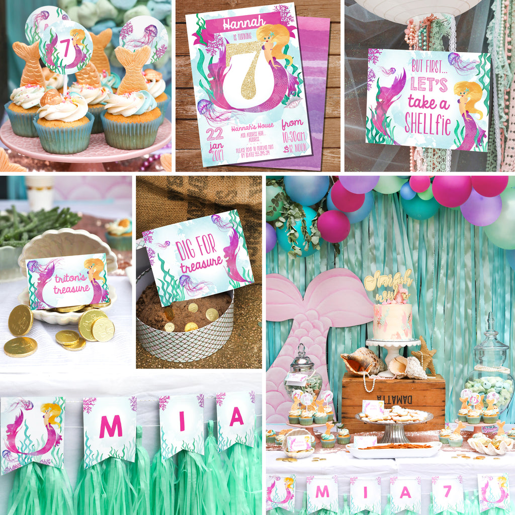 Watercolor Mermaid Birthday Party Set  Under The Sea Party Decoration –  Sunshine Parties