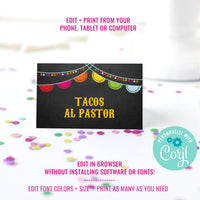 Mexican Fiesta Tent Cards | Food Labels | Buffet Cards